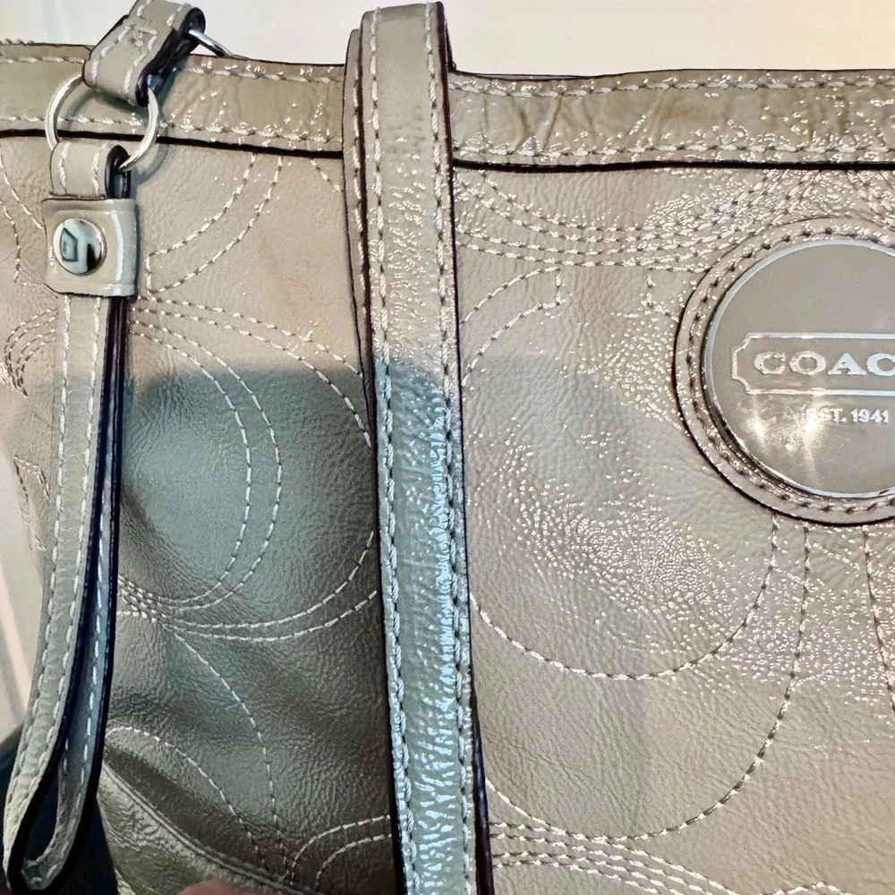 Coach Patent Leather Tote Bag with Signature Patch GUC